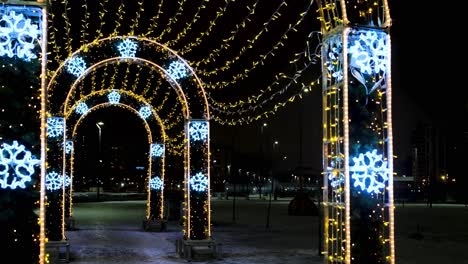 illuminated archways at night