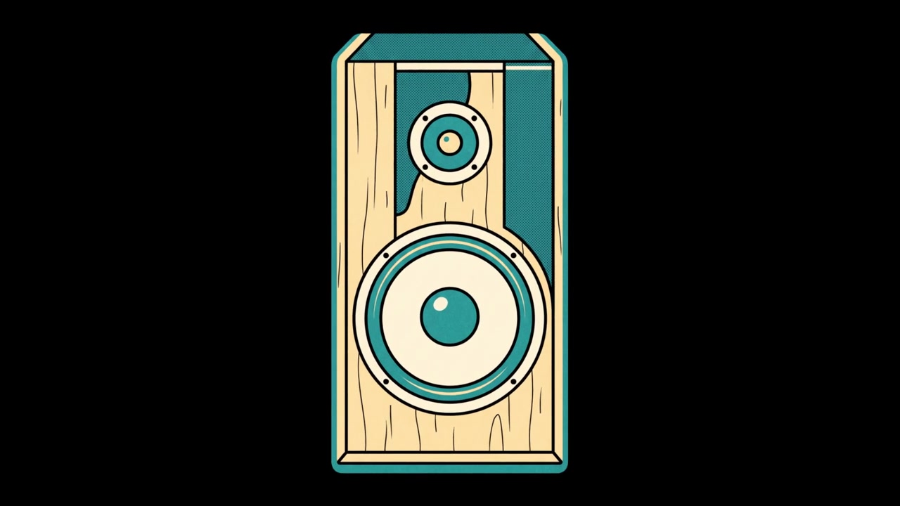 Animated Retro Wooden Speaker Pulsing to Music