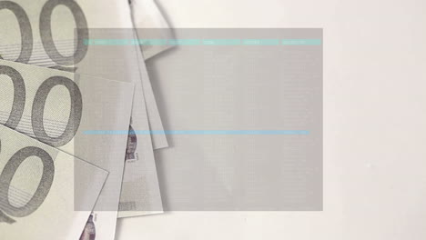 animación del procesamiento de datos sobre billetes