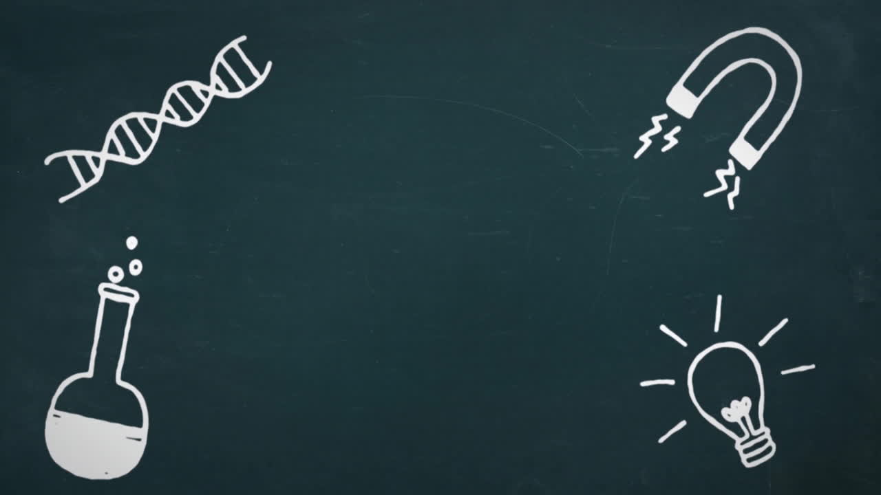 animación de iconos de artículos escolares con espacio de copia sobre fondo negro