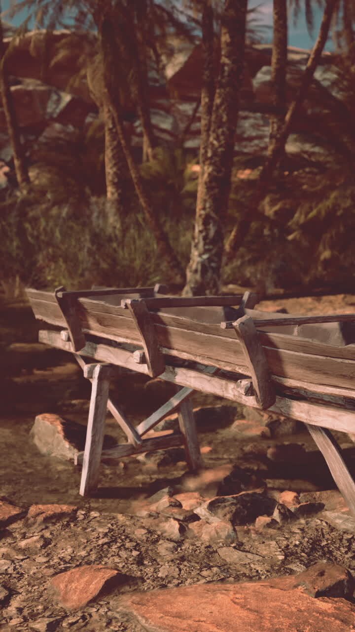 A Wooden Boat In A Desert Oasis