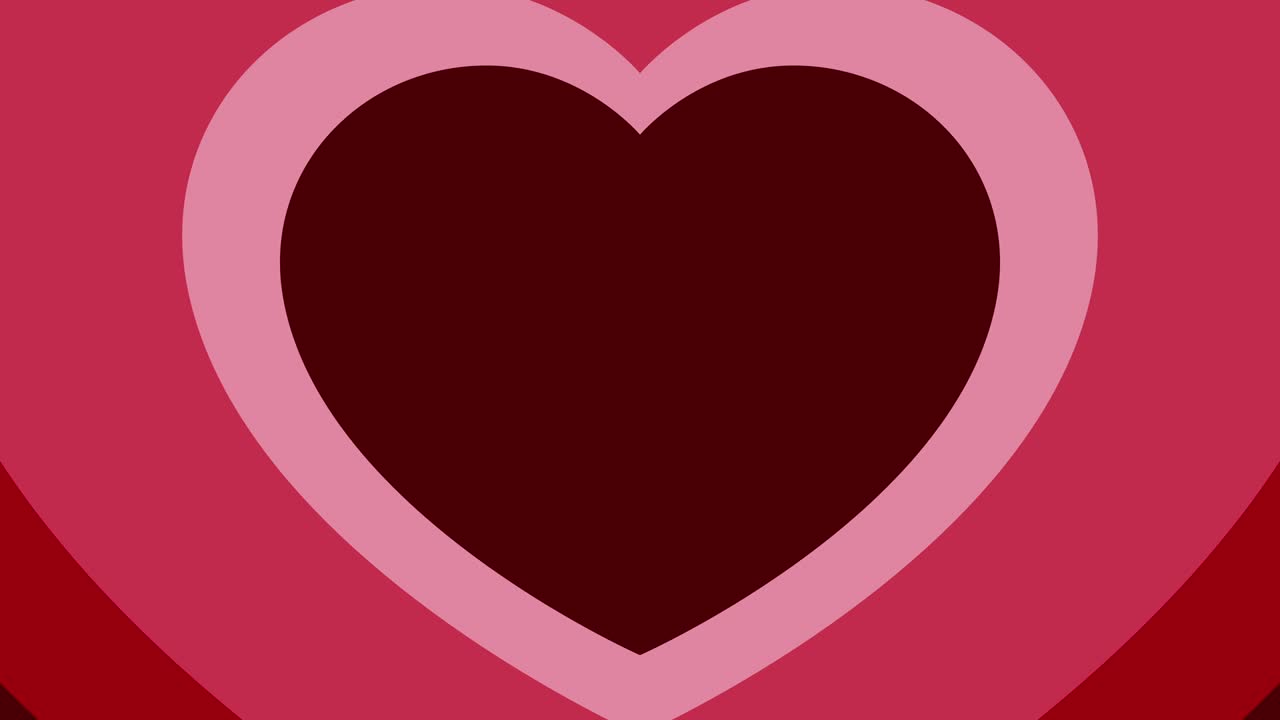 Pink, red and maroon zooming heart shapes simple holiday decoration. Minimal motion graphic loop animation background