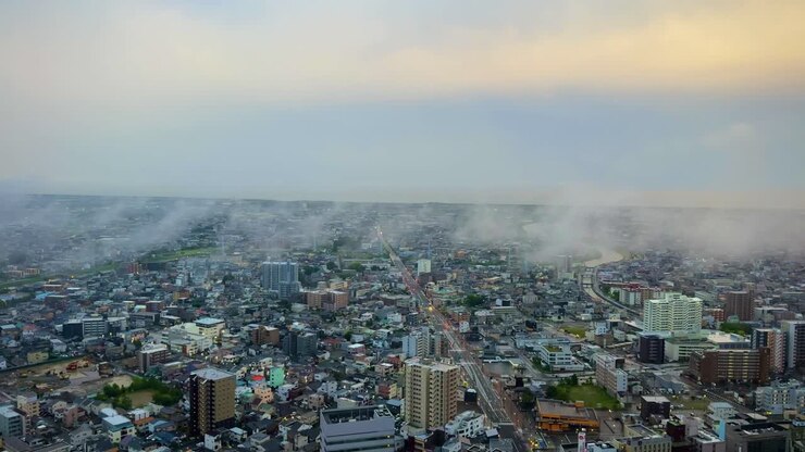 Morning clouds at Okura Hotel's 40th floor