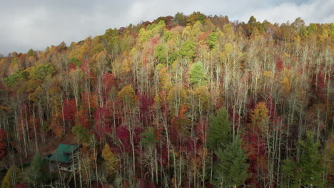 Filmische-Drohnenaufnahme-Der-Herbstlichen-Bergfarben-In-North-Carolina