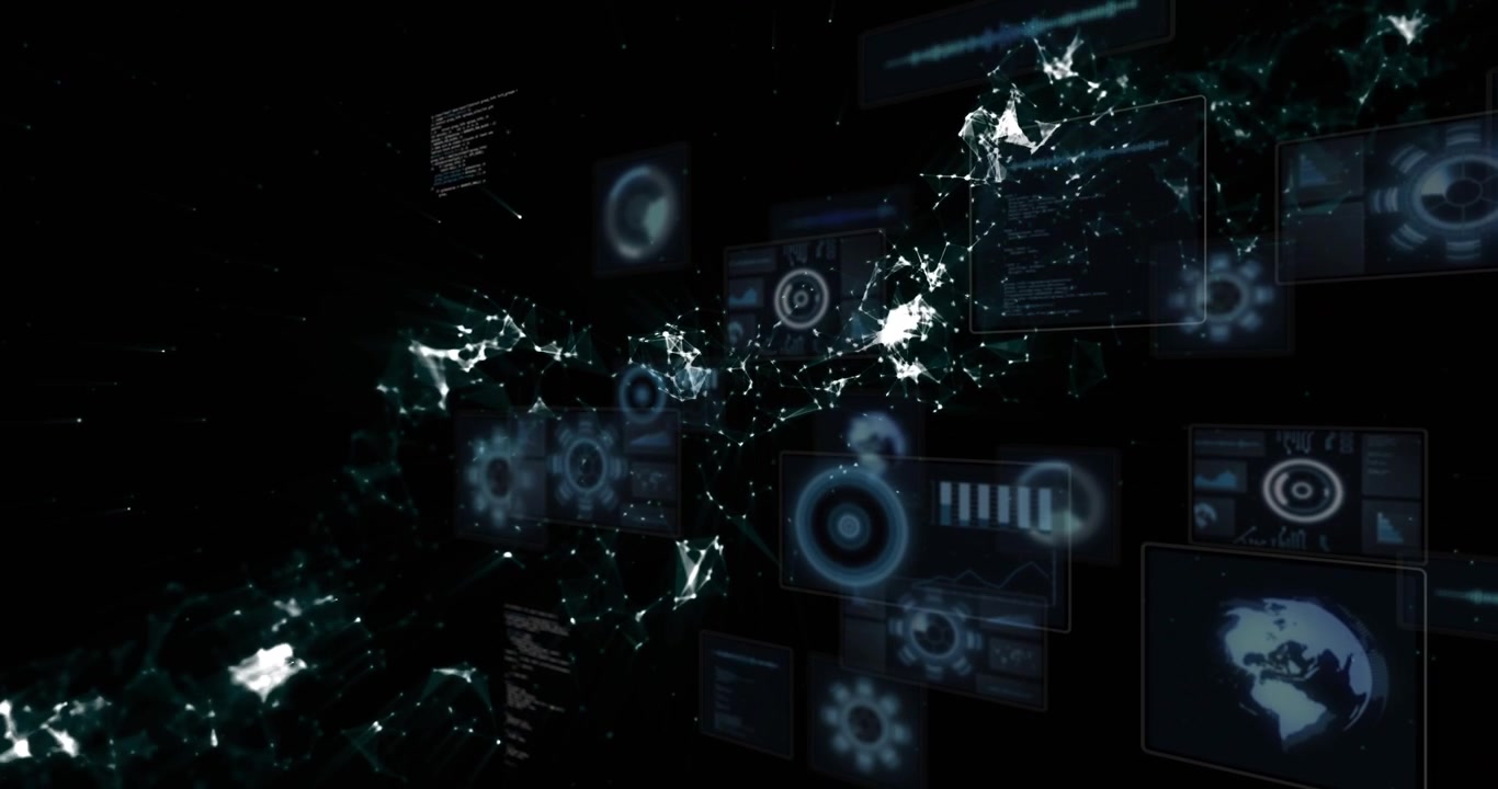 Abstract Digital Network with Futuristic HUD Interface Elements