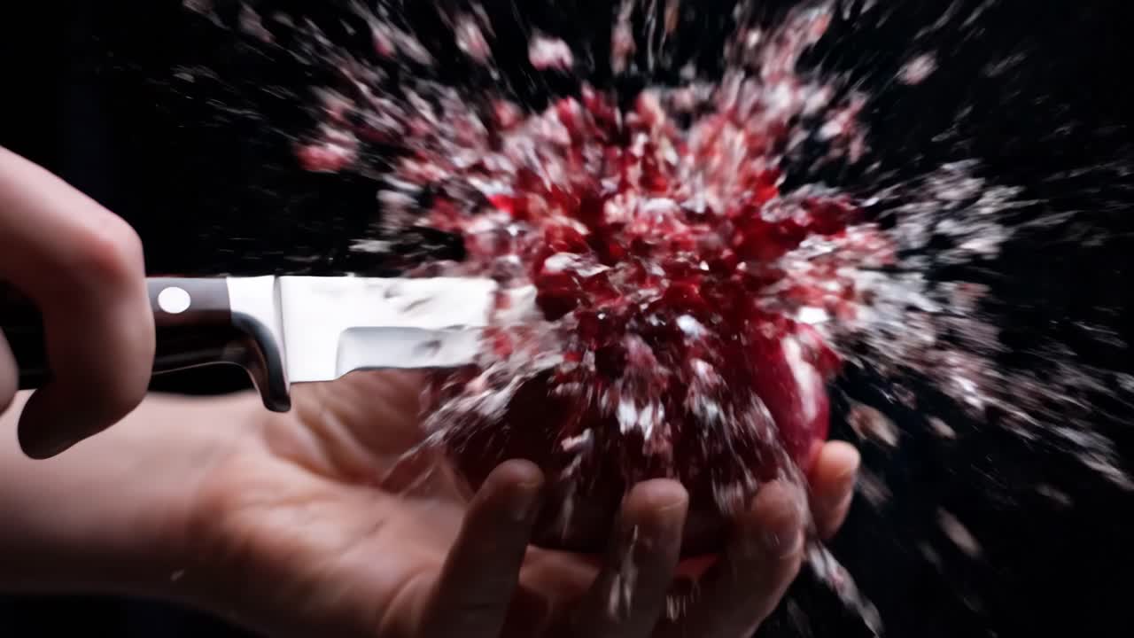 Cutting a pomegranate