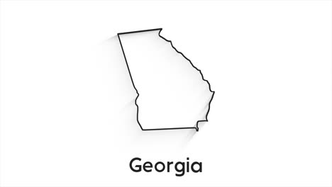 estado de georgia de los estados unidos de américa. marcador de ubicación de línea animada en el mapa. fácil de usar con el modo de transparencia de pantalla en su video.