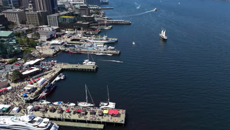 aerial view of the Halifax waterfront during a busy summer day