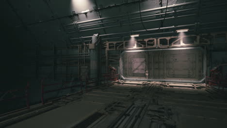 a dark and abandoned spaceship corridor