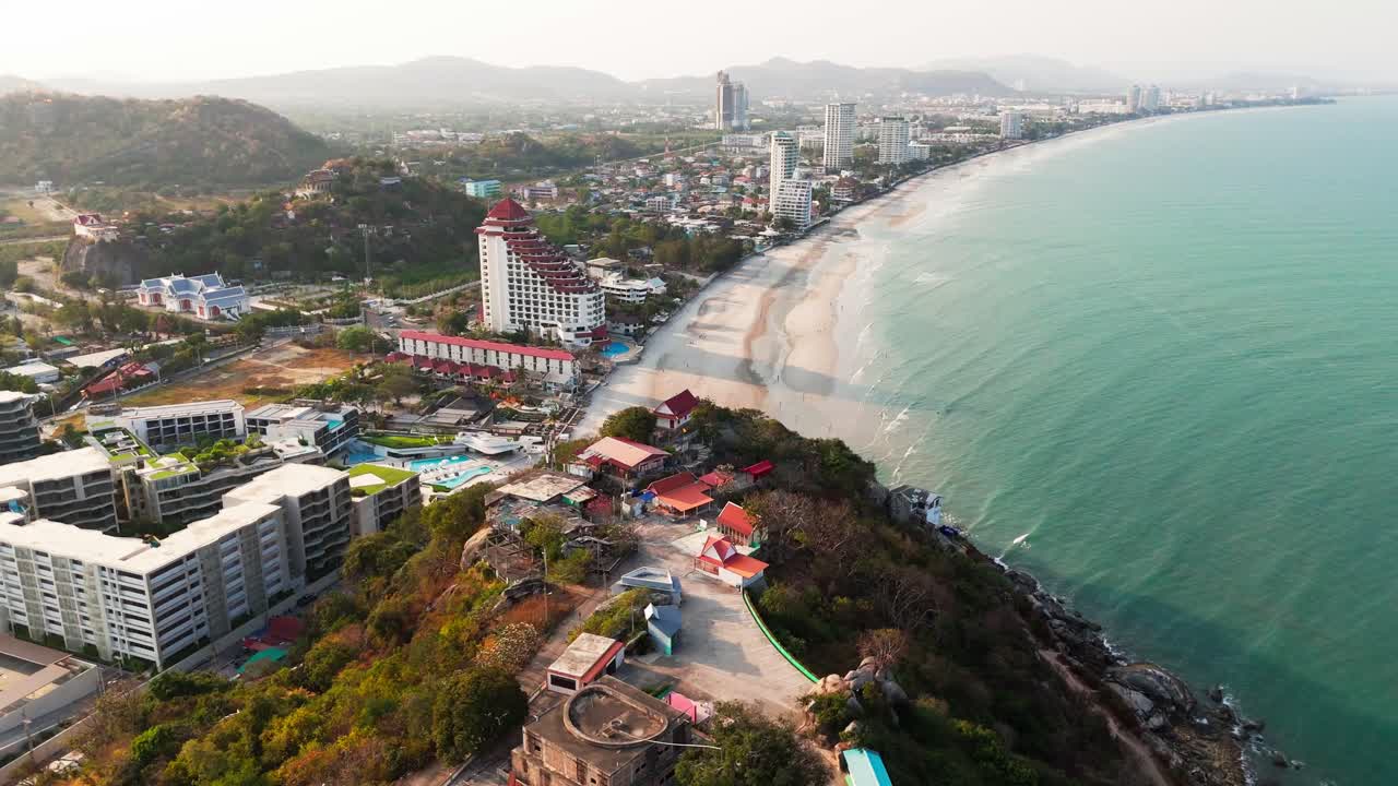 Hua Hin Beach Thailand aerial view of tropical sandy beach ocean sea view