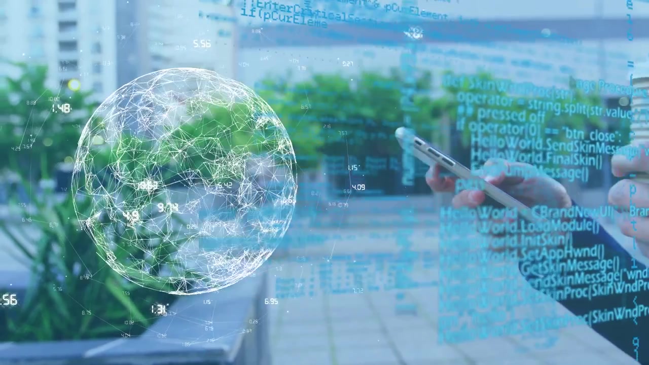 Animation of data processing over hands using smartphone