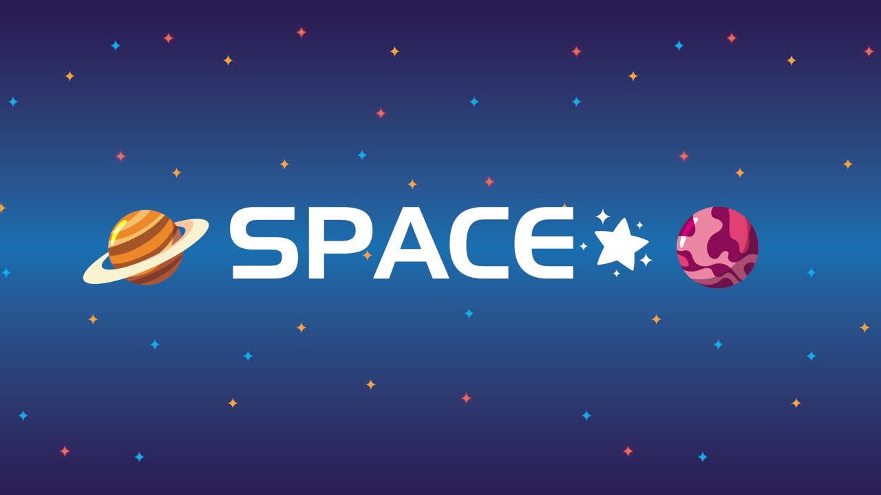 letras del espacio exterior con marte y saturno