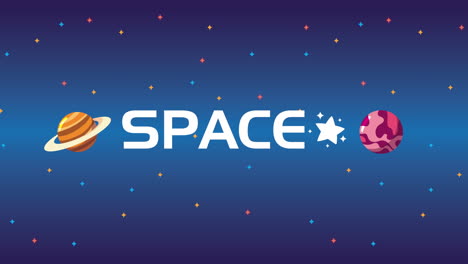 letras del espacio exterior con marte y saturno