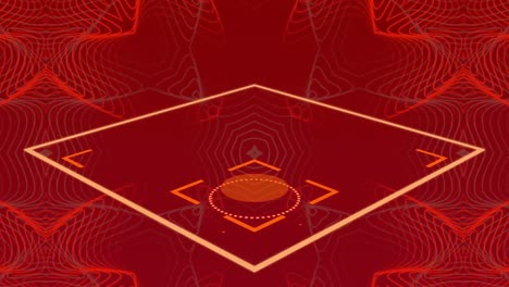 animation of neon pattern and shapes on red background