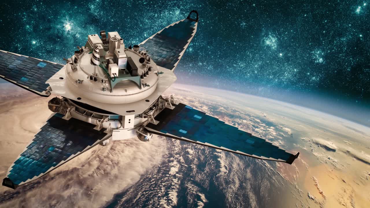 monitoreo de satélites espaciales desde la órbita terrestre tiempo desde el espacio, huracán, tifón en el planeta tierra.