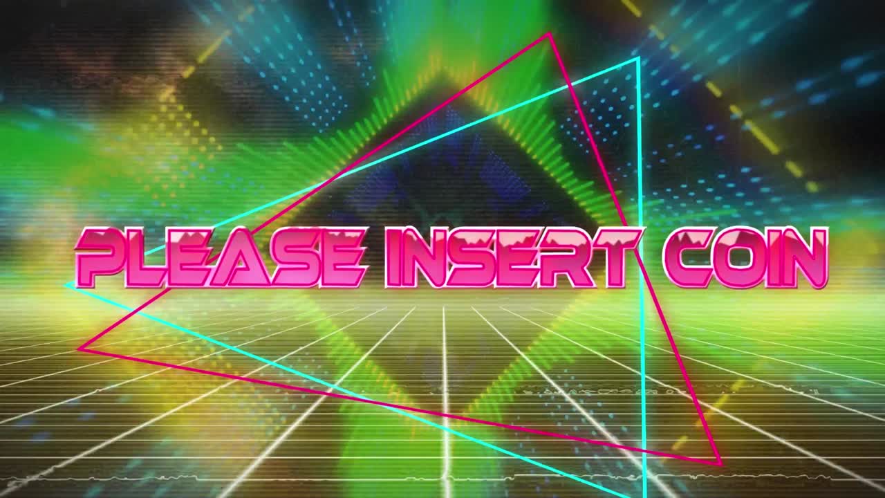 디지털 추상 공간에 동전을  ⁇ 입하십시오의 애니메이션