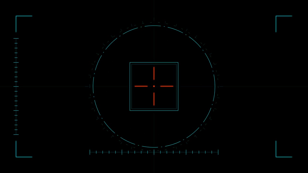 Digital HUD Targeting Reticle Overlay on Black Background