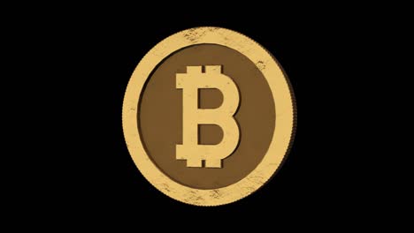 la moneda de oro bitcoin gira sobre su eje. fondo transparente