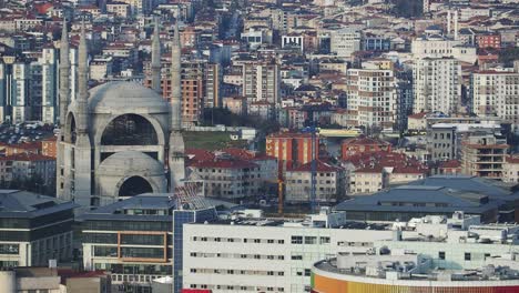 istanbul cityscape with mosque under construction