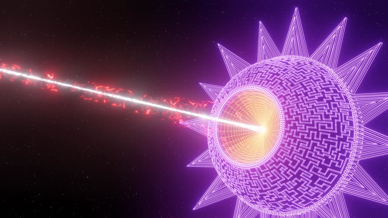 신스 웨이브 스타 선 (synthwave star sun) - 시엄리스 애니메이션 3d 렌더링