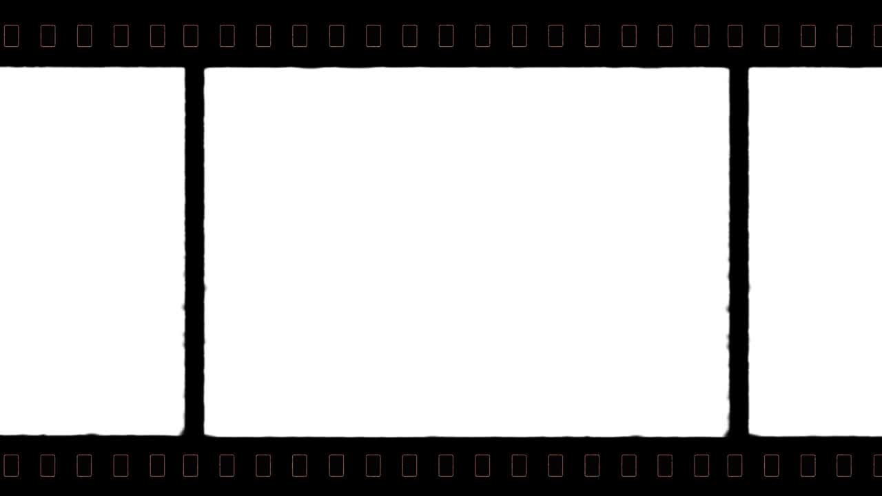 cuadro de película imax auténtico de 4k con agujero de engranaje para efectos retro vintage con video digital.