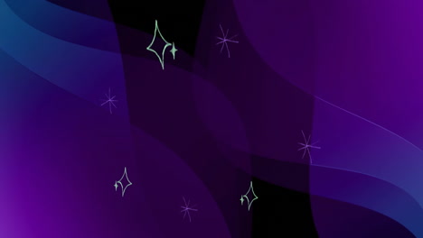 sparkling stars animation over abstract purple and black background