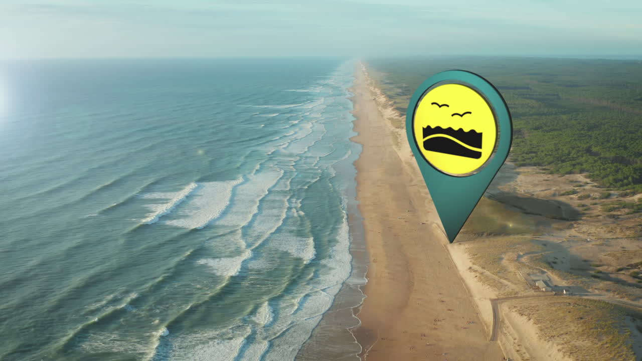 vista panorámica aérea de la costa del océano a la hora dorada