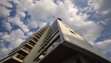 time lapse footage of housing apartment residential complex amfiteater in žilina city, slovakia.