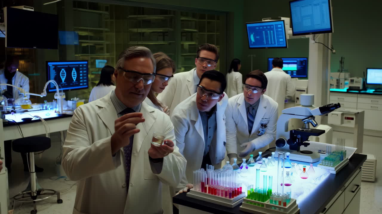 Scientists conducting research in a laboratory