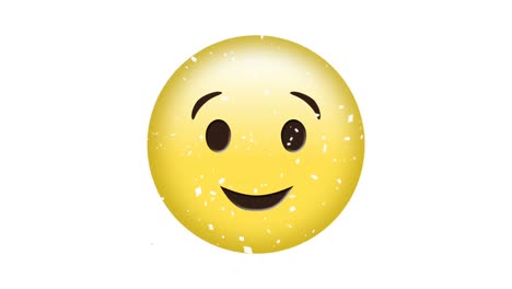 Animation-of-smile-emoji-icon-with-falling-confetti-on-white-background