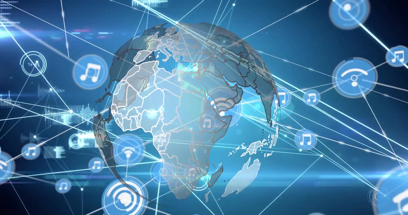 Abstrakt globalt netværk med digitale data- og kommunikationsikoner
