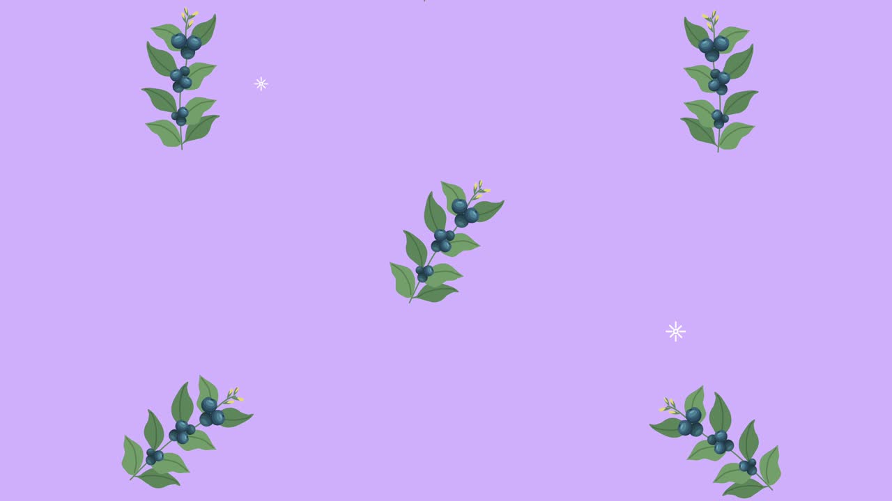 hojas en ramas patrón en fondo lila