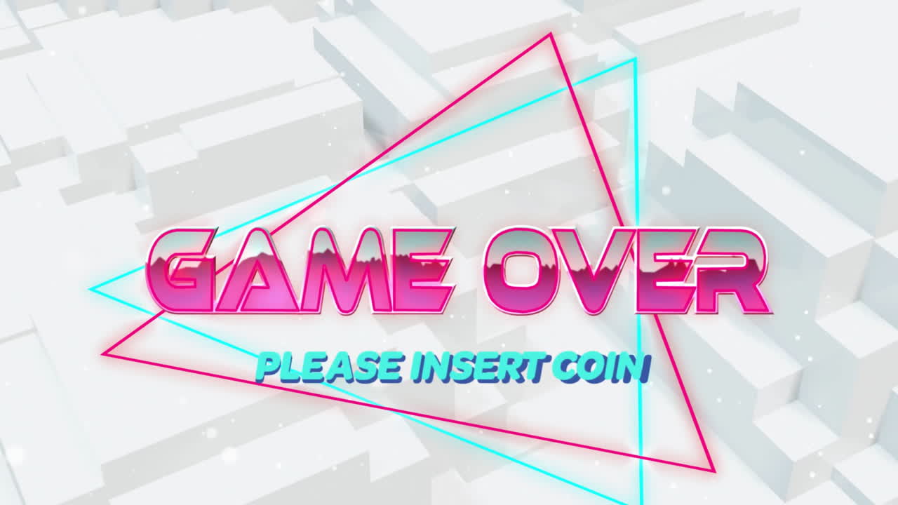 색 배경의 모양 위에 텍스트 위에 게임의 애니메이션