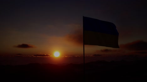 waving flag of ukraine against the background of a sunset or sunrise. ukraine flag for independence day. the symbol of the state on wavy fabric