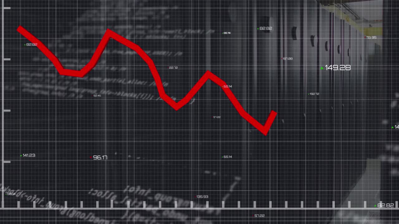 animación del procesamiento de datos estadísticos a través de la red de red contra la sala de servidores informáticos