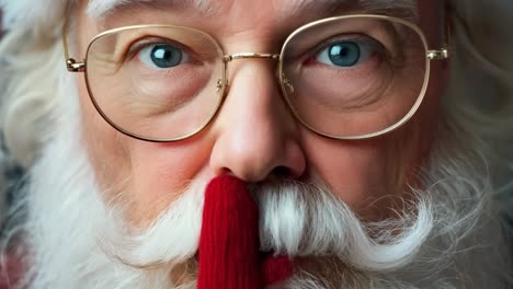 a close up of a man with glasses and a white beard