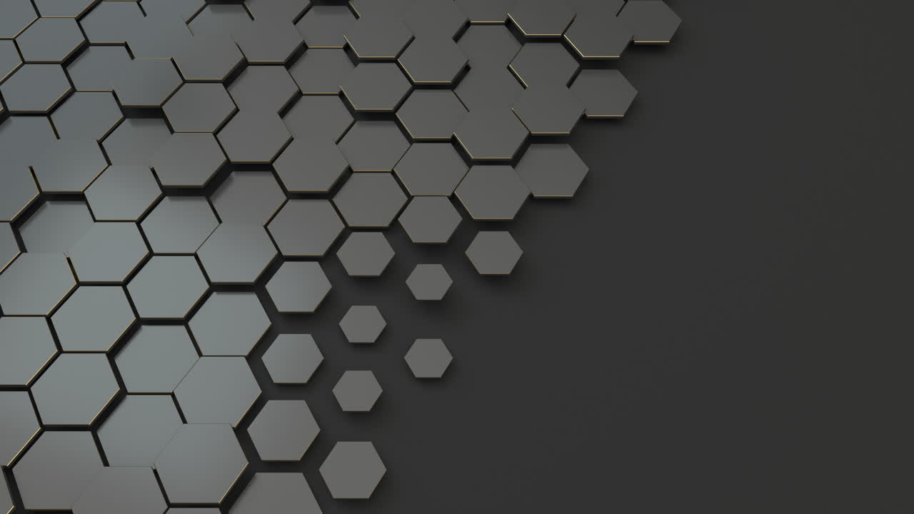 fondo de patrón hexagonal oscuro, renderización en 3d.