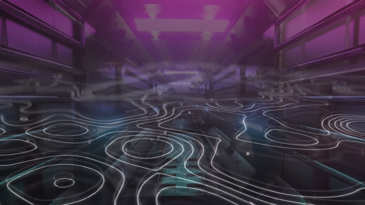 animación de formas en movimiento sobre un túnel digital