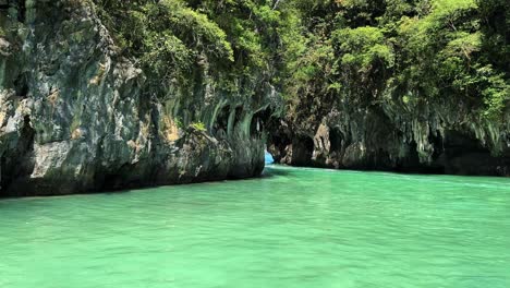 boat ride steep limestone cliff andaman sea thailand beautiful water nature