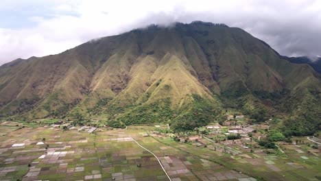 view of the remote agriculture land ready for cultivation in the mountain range near volcano rijani national park, lombok, indonesia