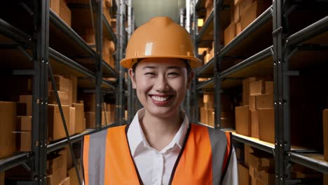 trabajador de almacén sonriente