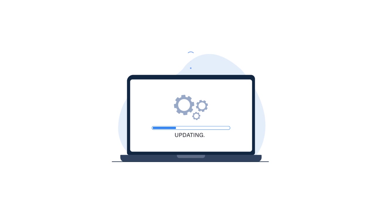 Laptop Computer Displaying Software Update Progress Bar
