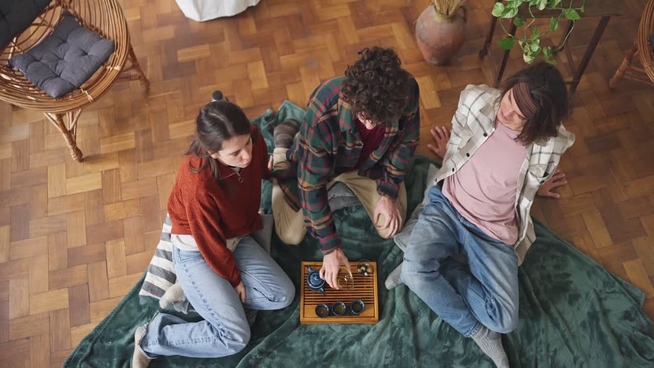 Friends Enjoying a Tea Ceremony at Home
