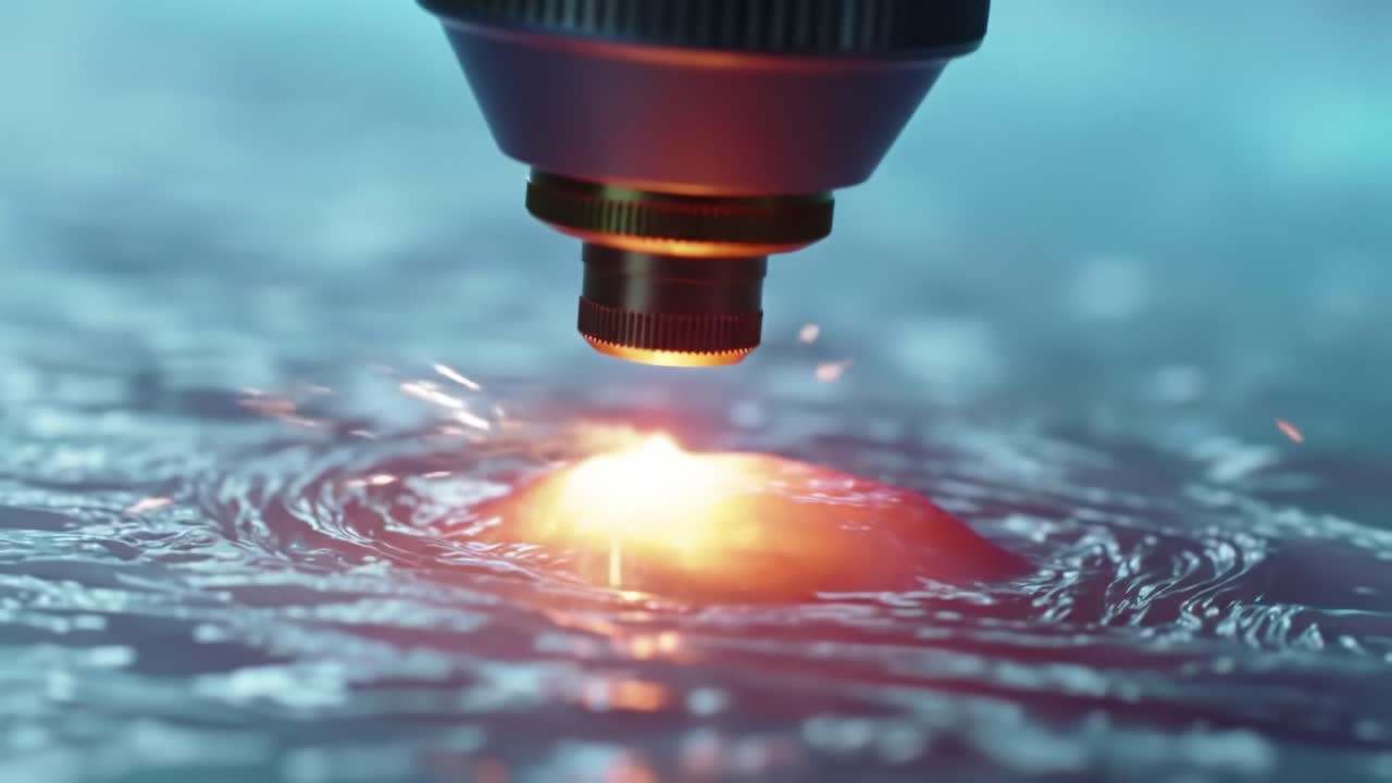 Discover the fascinating application of laser technology as vibrant patterns emerge on the surface of water. This captivating display showcases the interplay of light and fluid dynamics.