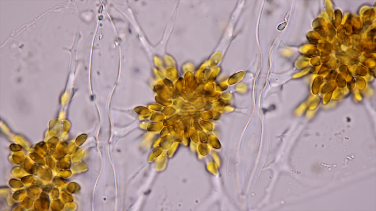 Microscopic view of cellular or biological structures