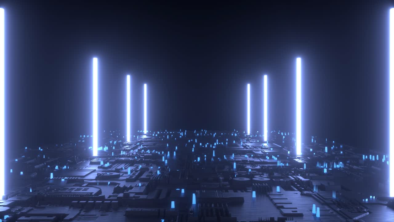 Futuristic Neon Circuit Board Pathway