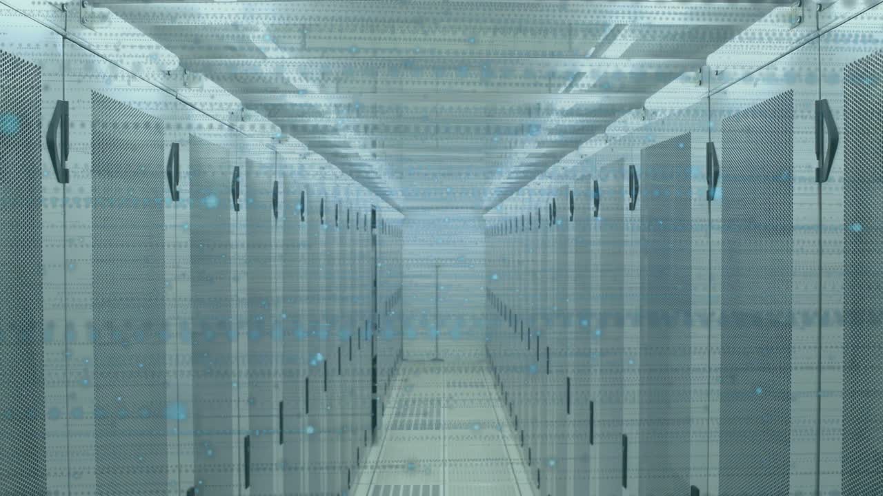 animación del procesamiento de datos financieros a través de servidores informáticos