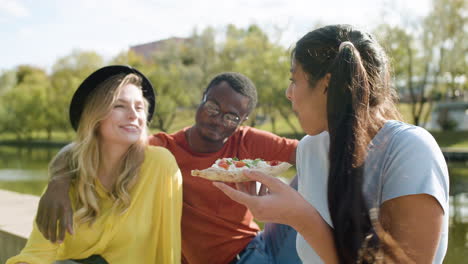 young people having a good time near the river