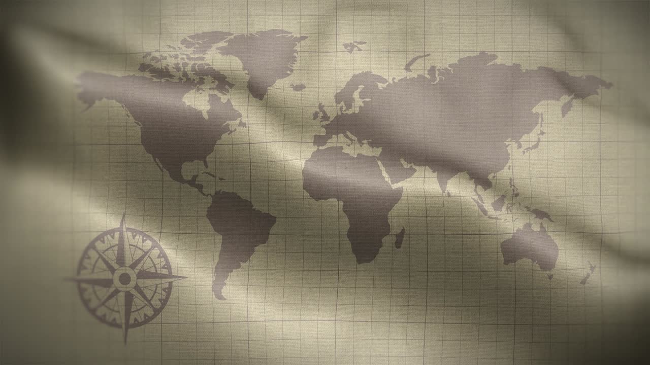World Map Old 01 Flag Loop Background 4K