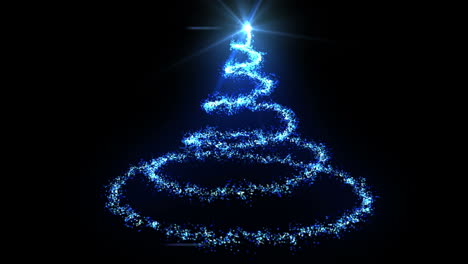 blue light forming christmas tree design
